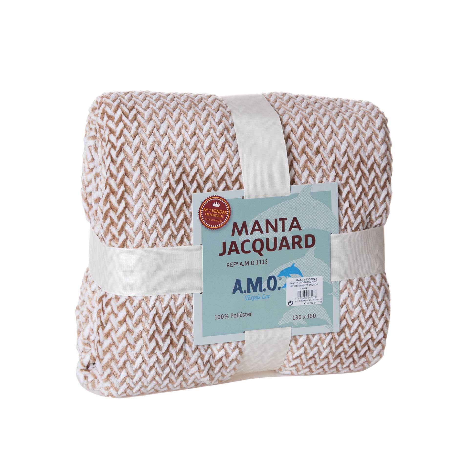 Manta Jacquard Amo Entrançado Taupe 130X160cm