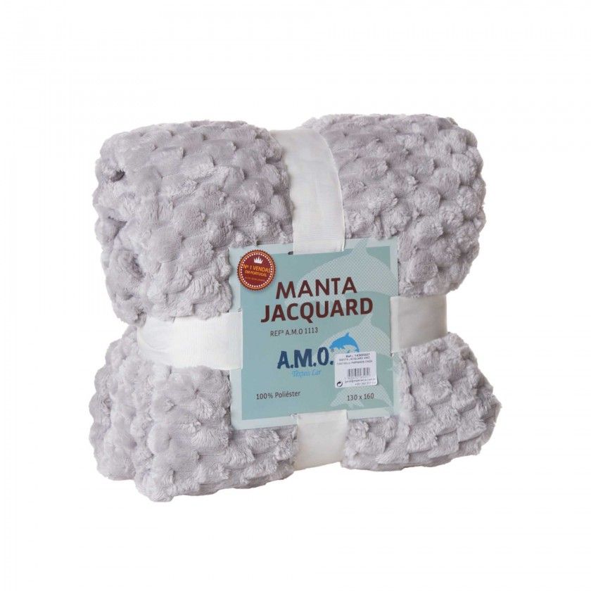 Manta Jacquard Amo Papinhos Cinza Claro 130X160cm