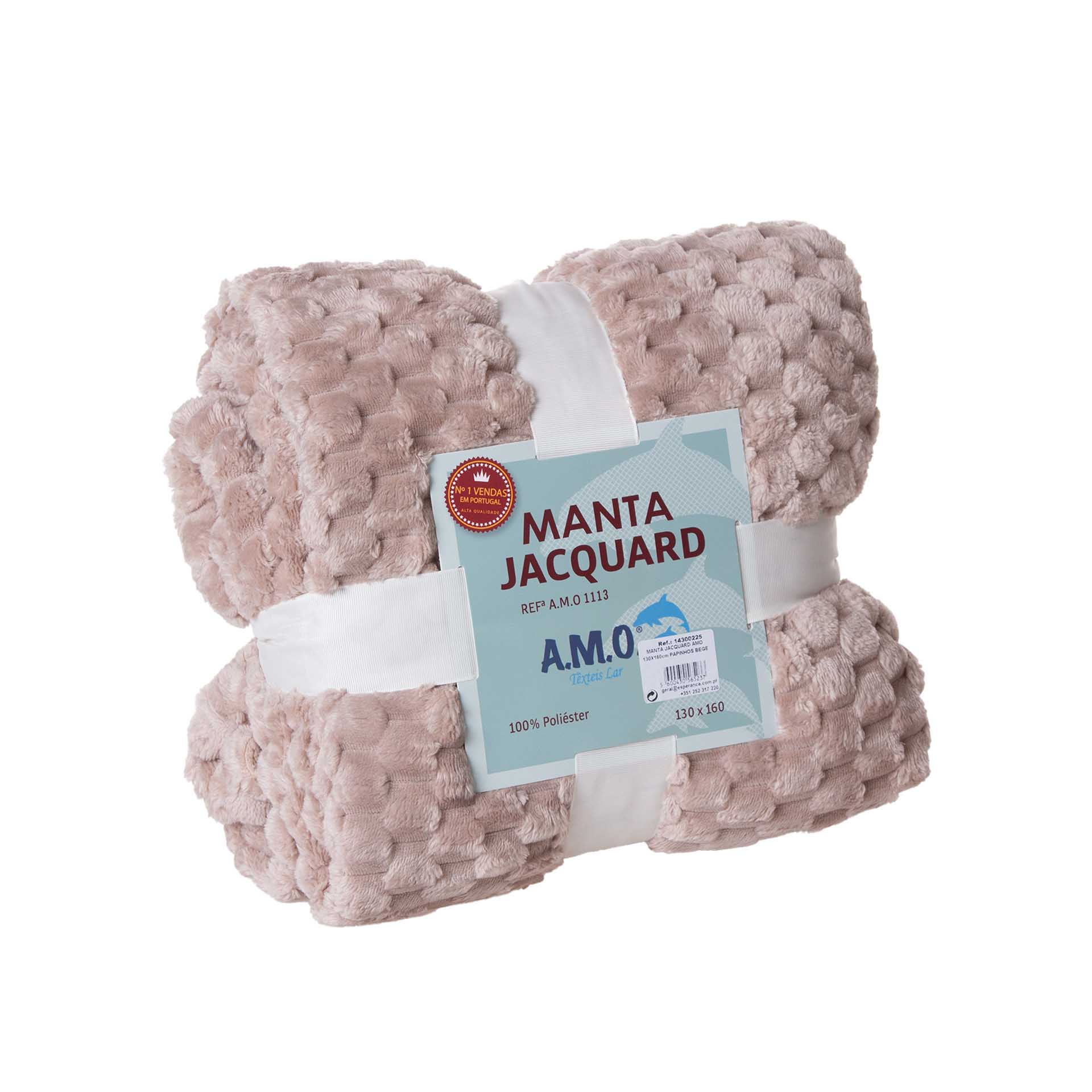 Manta Jacquard Amo Papinhos Bege 130X160cm