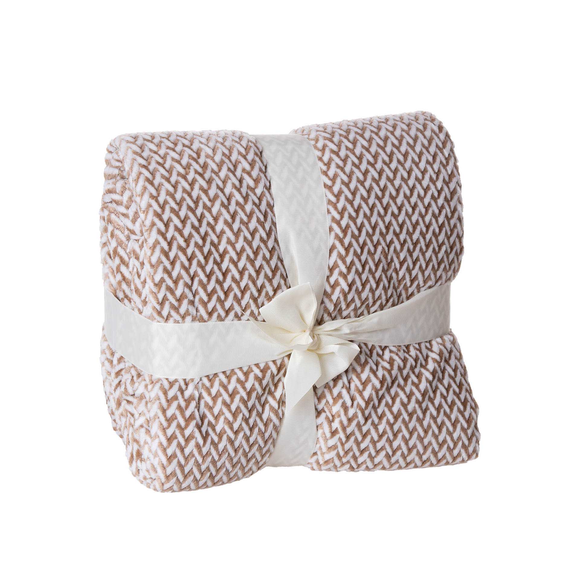 Manta Jacquard Amo Entrançado Taupe 130X160cm