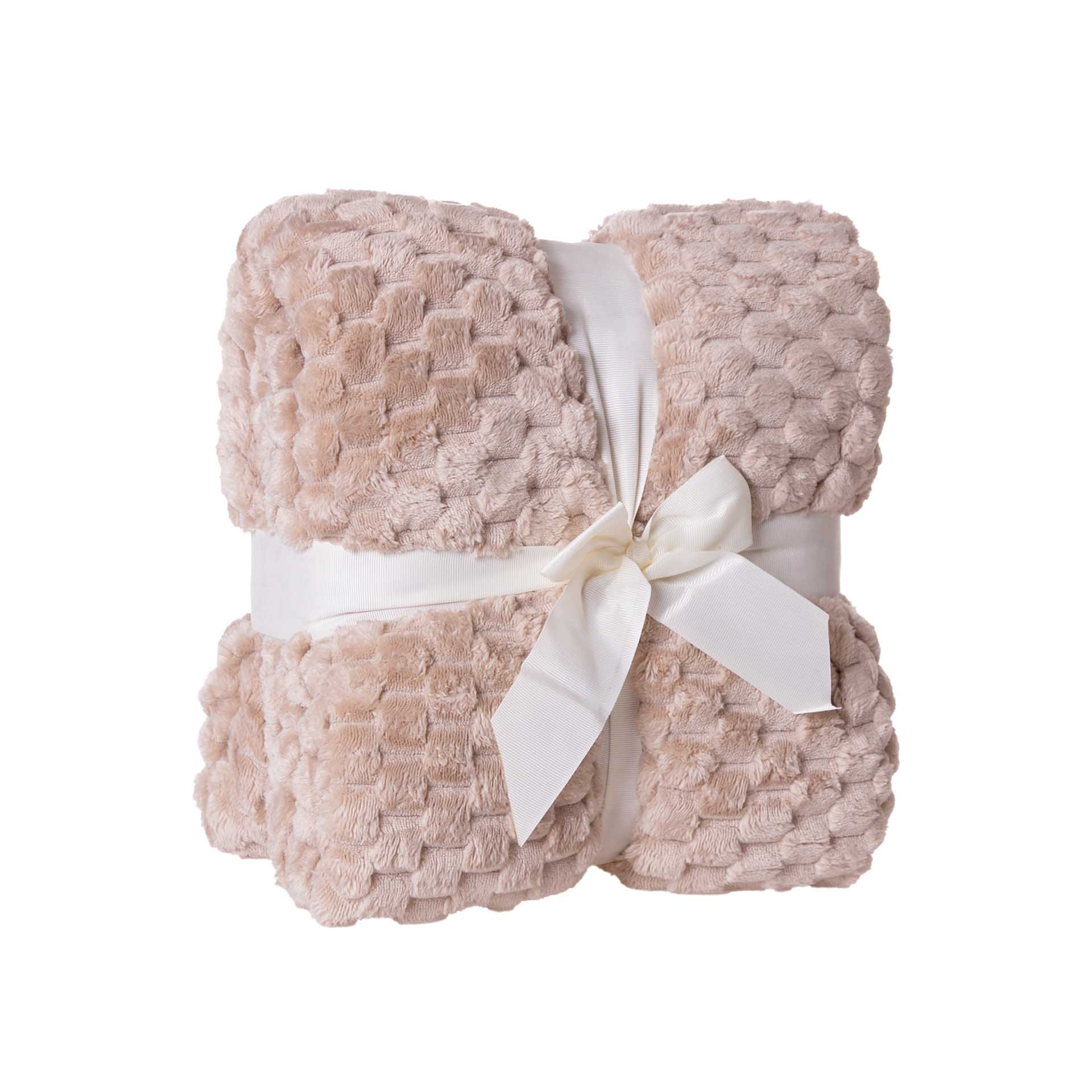 Manta Jacquard Amo Papinhos Bege Claro 130X160cm