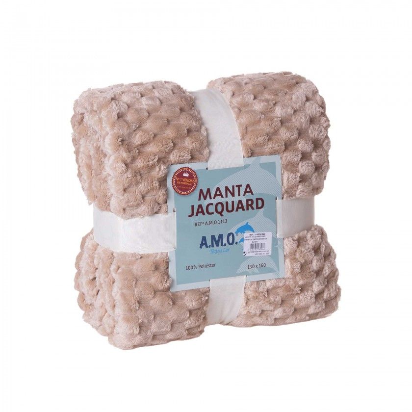 Manta Jacquard Amo Papinhos Bege Claro 130X160cm