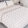 Jogo Cama Algodão Solteiro Bege Ondas 180X290cm Jogo Cama Algodão Solteiro Bege Ondas 180X290cm