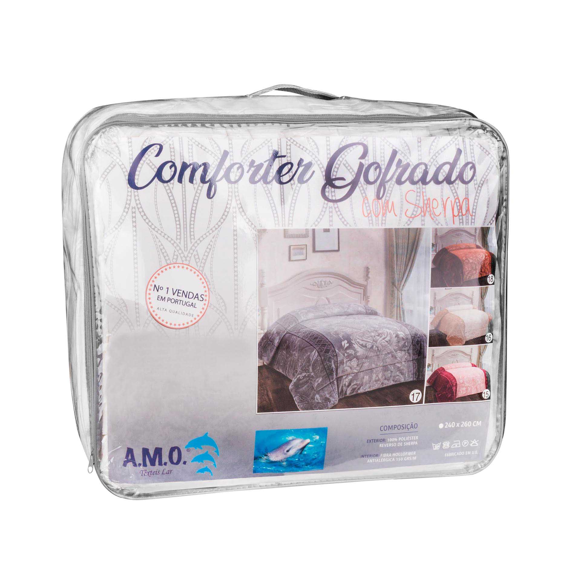 Sherpa Casal Comforter com Almofadas Castanho 240X260cm