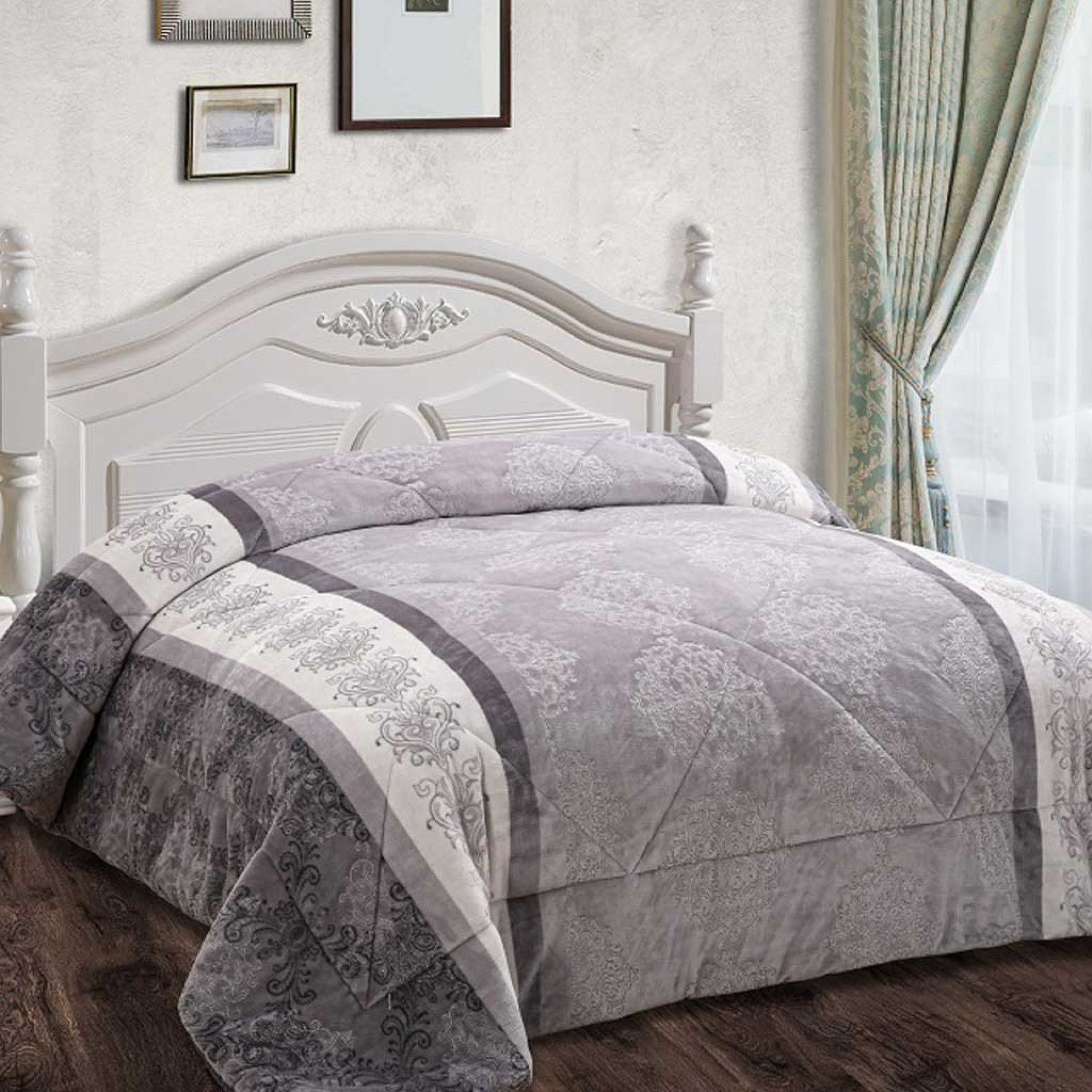 Gofrado Casal Comforter Cinza 240X260cm