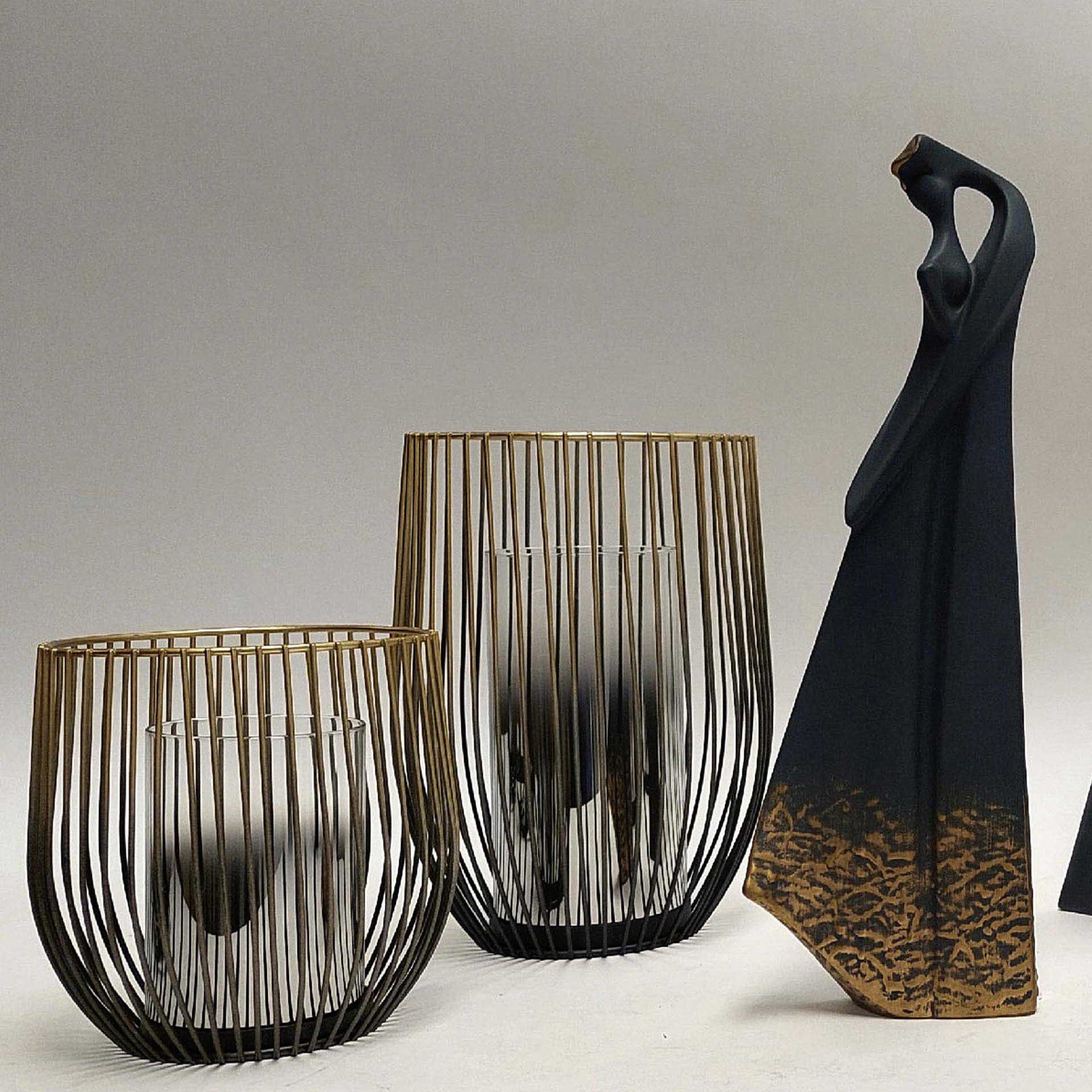 Lanterna Decorativa Dourada 15X15X17CM