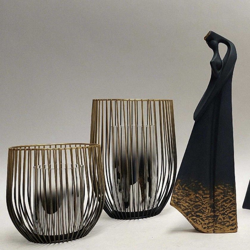 Lanterna Decorativa Dourada 15X15X17CM Lanterna Decorativa Dourada 15X15X17CM