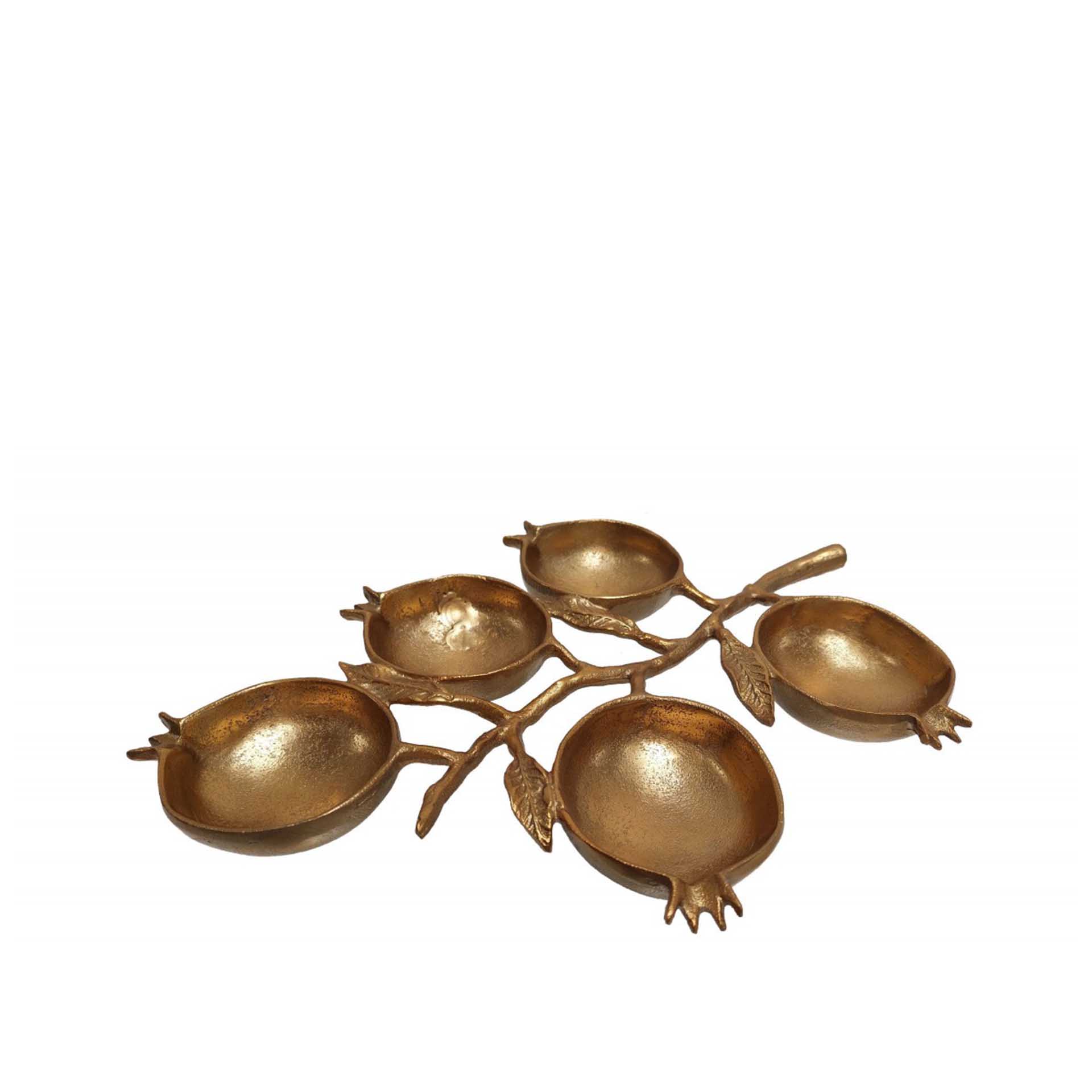 Centro Mesa Romãs Dourado 27X39CM