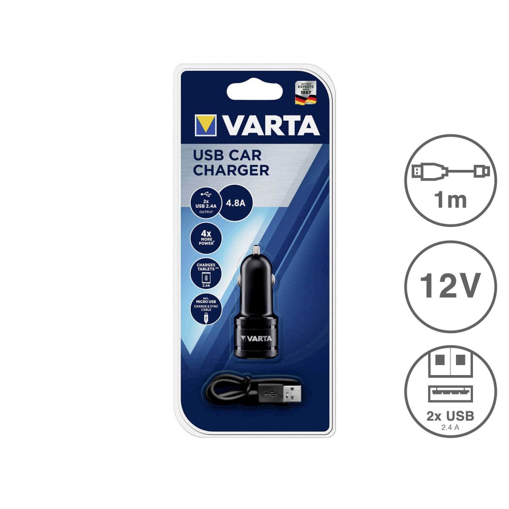 Carregador Isqueiro Carro Varta 2 Usb 17W