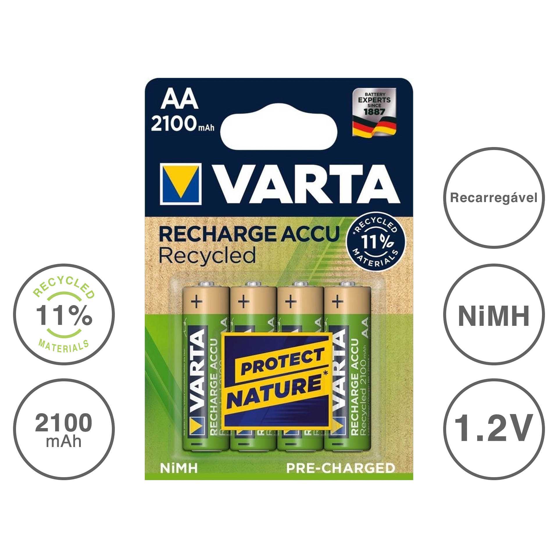 Pilha Recarregável Recycled AA Pack 4