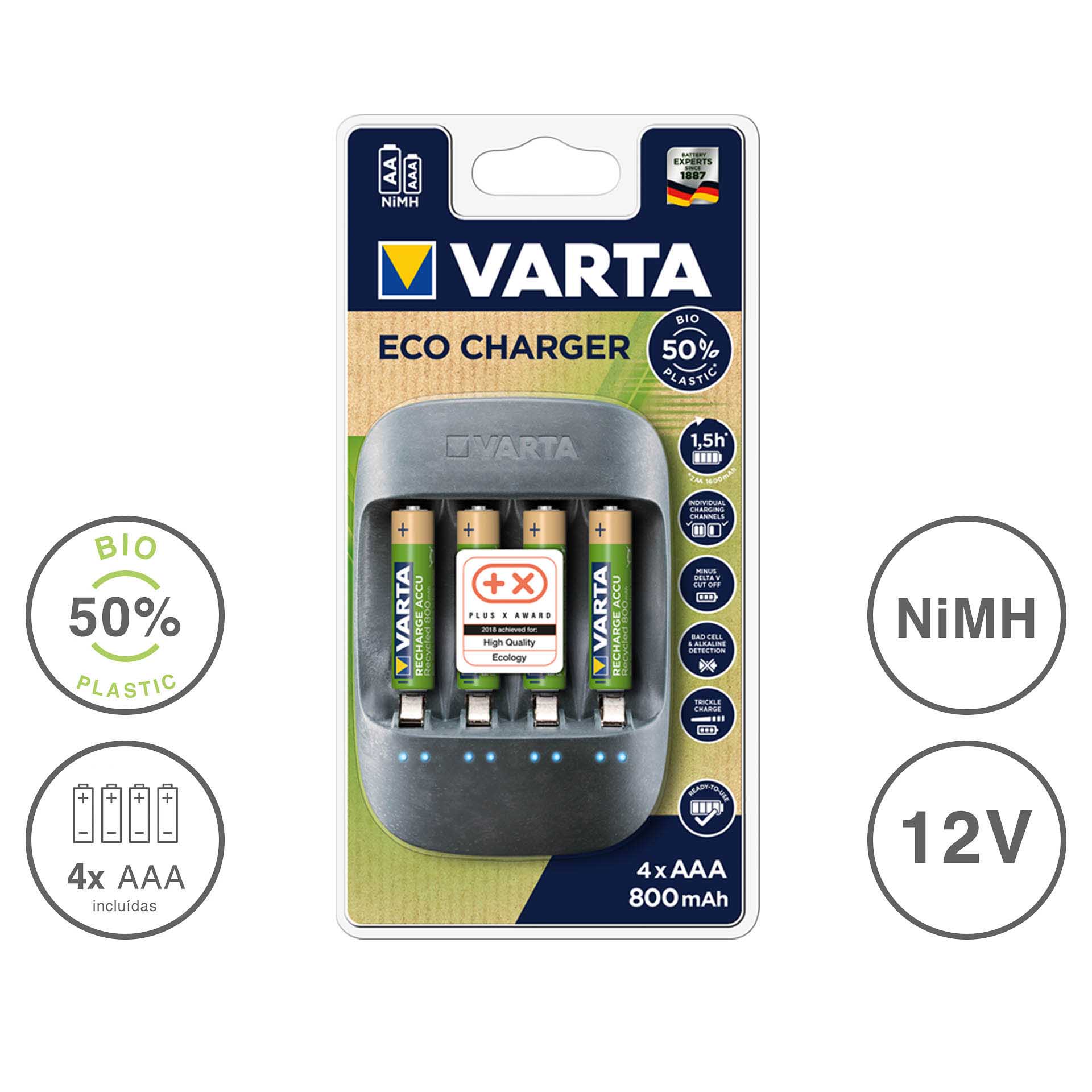 Carregador Eco para Pilhas AA + AAA