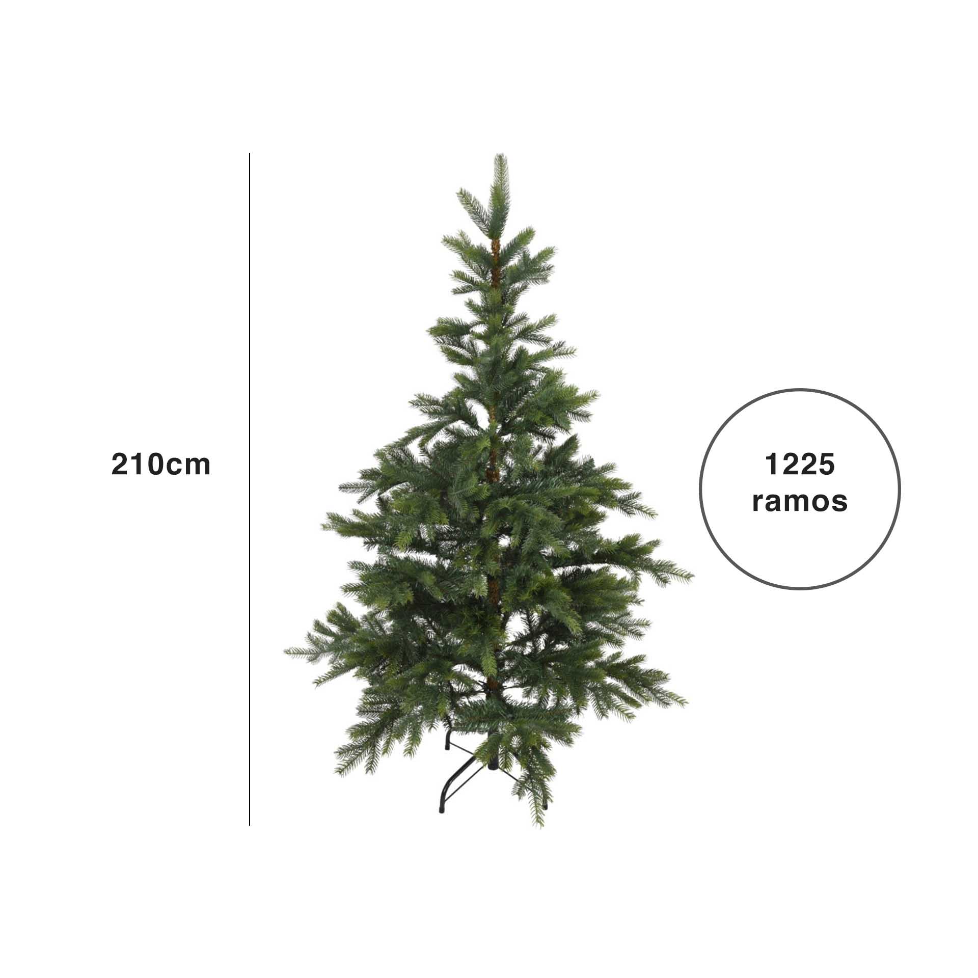 Árvore Natal Verde 210CM 1225 Ramos