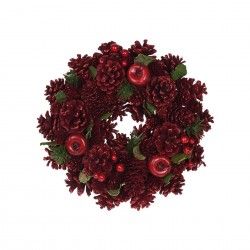 Coroa Natal Pinhas Vermelha 26CM Coroa Natal Pinhas Vermelha 26CM