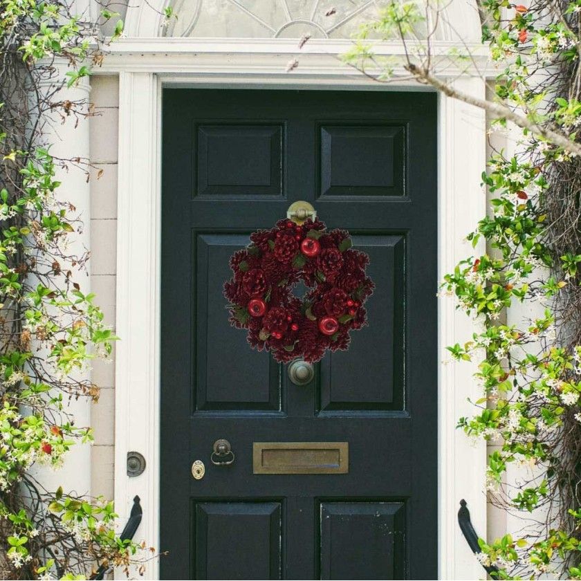 Coroa Natal Pinhas Vermelha 26CM Coroa Natal Pinhas Vermelha 26CM