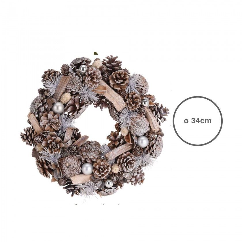 Coroa Natal Pinhas 34CM Coroa Natal Pinhas 34CM