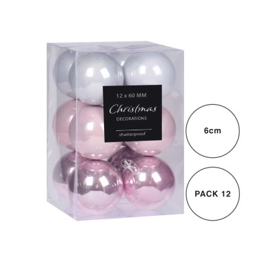 Bola Natal Rosa 6CM Pack 12