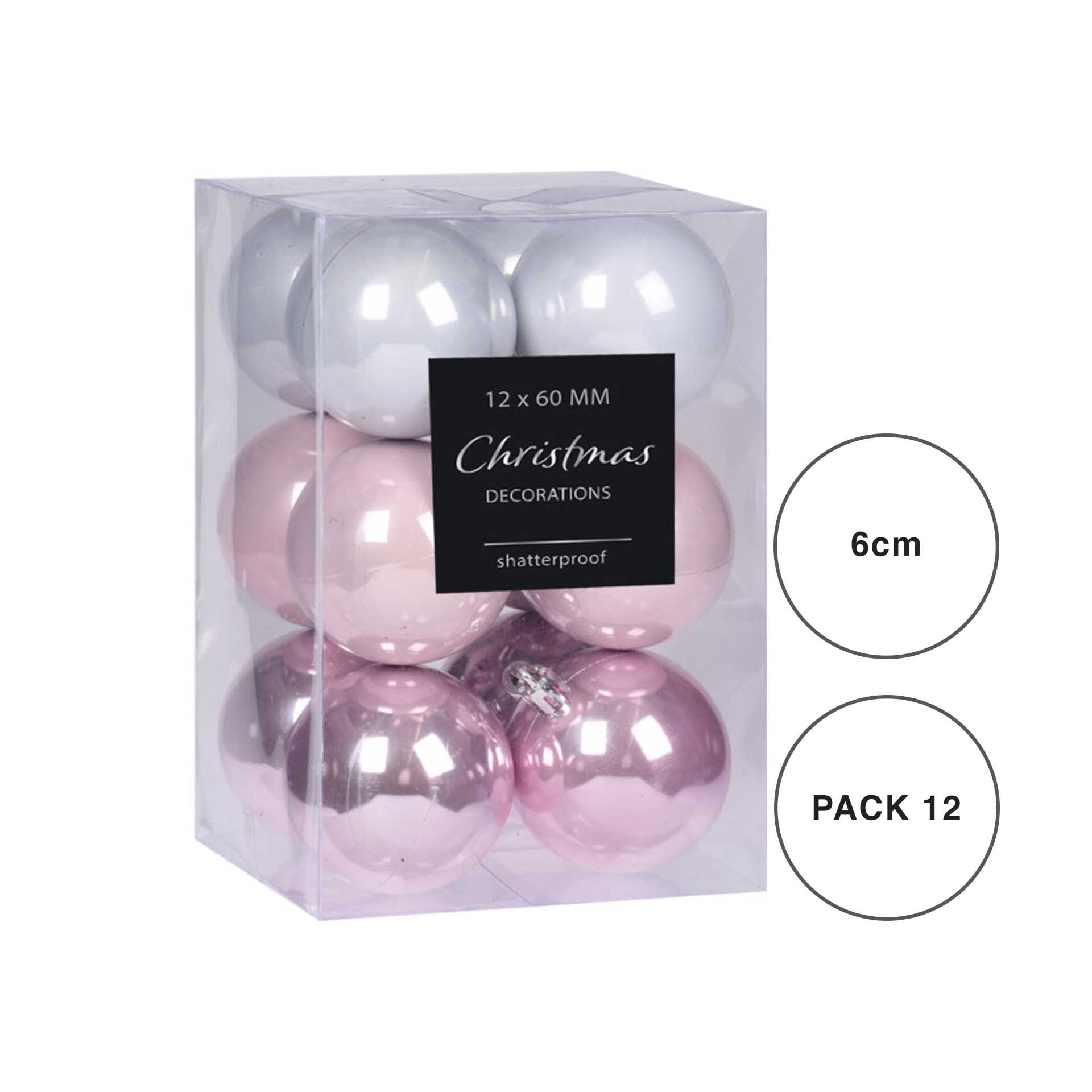 Bola Natal Rosa 6CM Pack 12