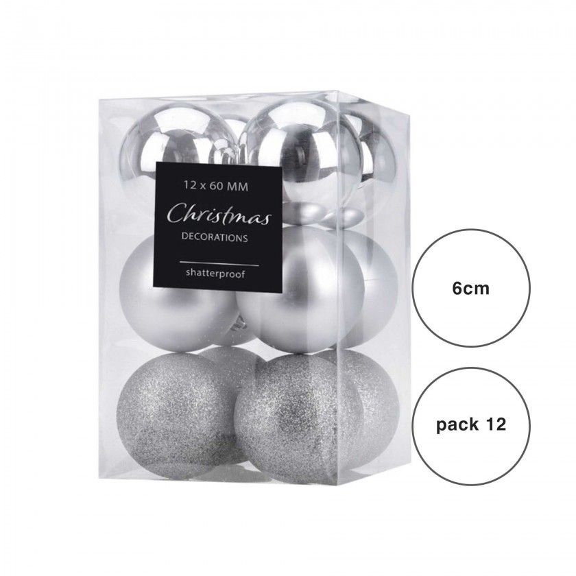 Bola Natal Prateada 6CM Pack 12 Bola Natal Prateada 6CM Pack 12