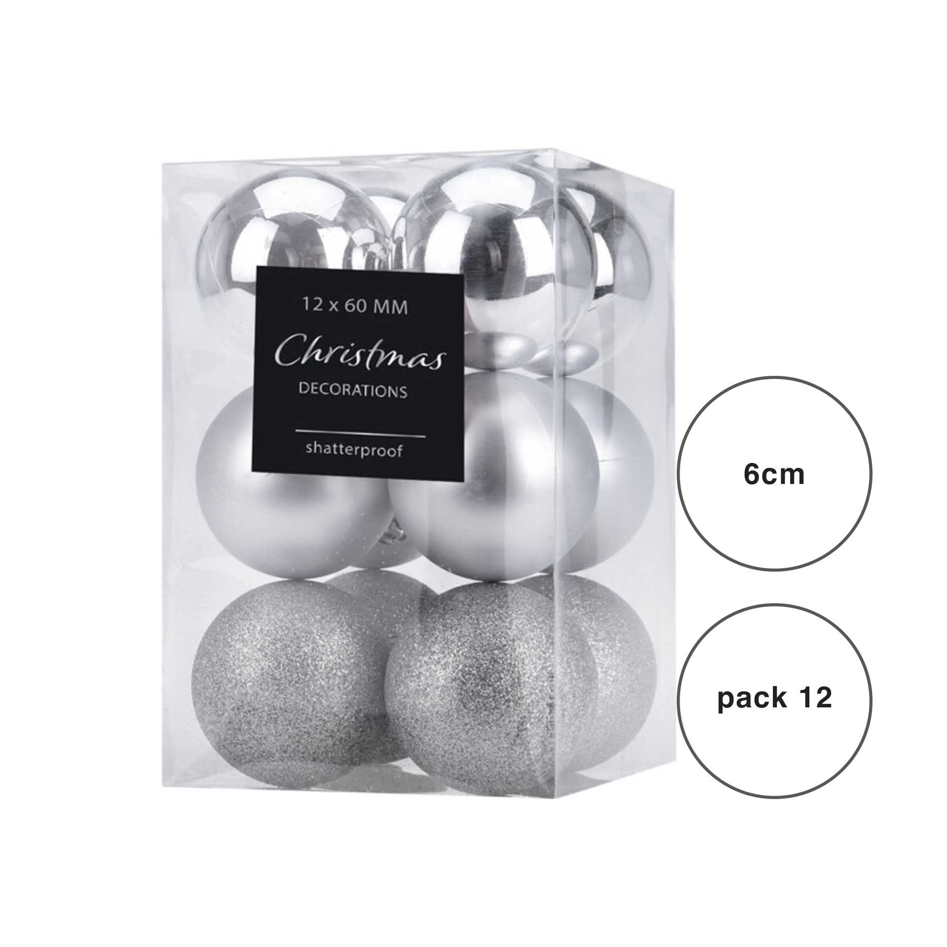 Bola Natal Prateada 6CM Pack 12