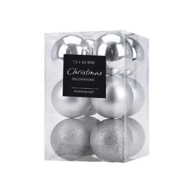 Bola Natal Prateada 6CM Pack 12