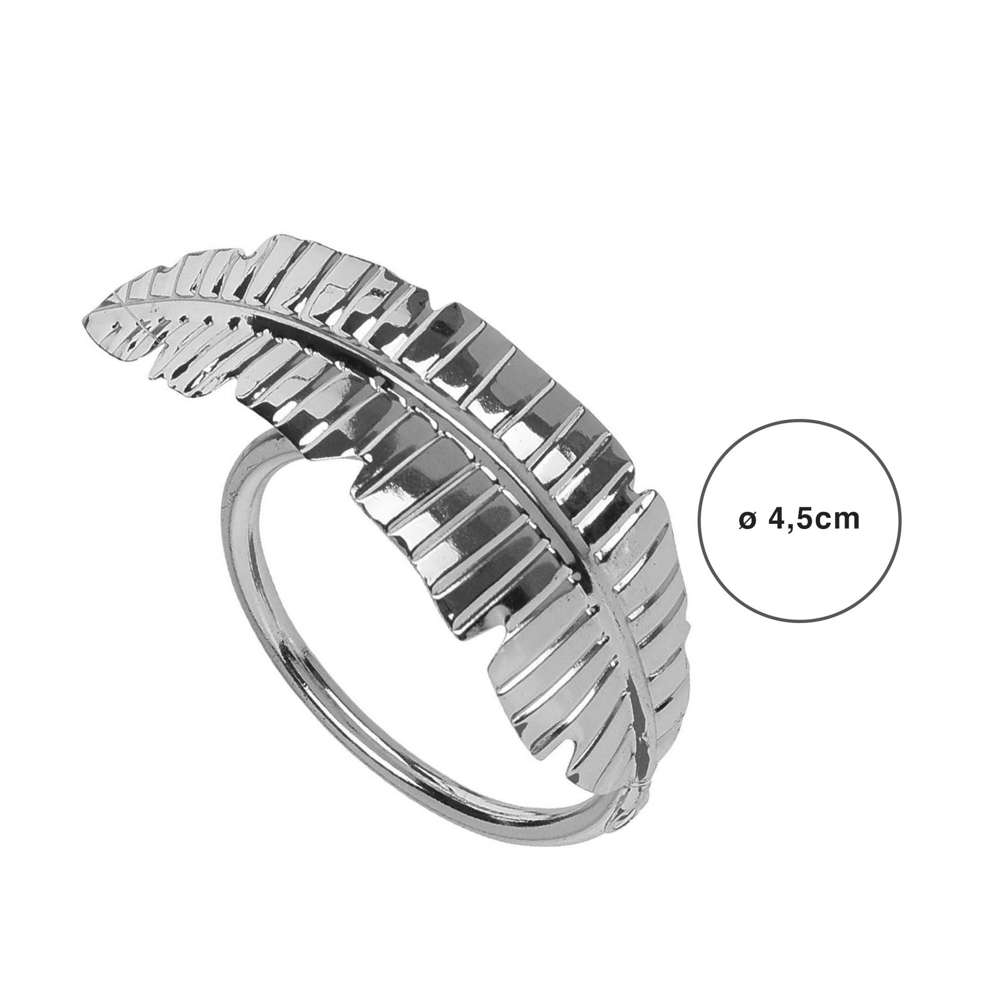 Anel Guardanapos Folha Prateado Pack 4