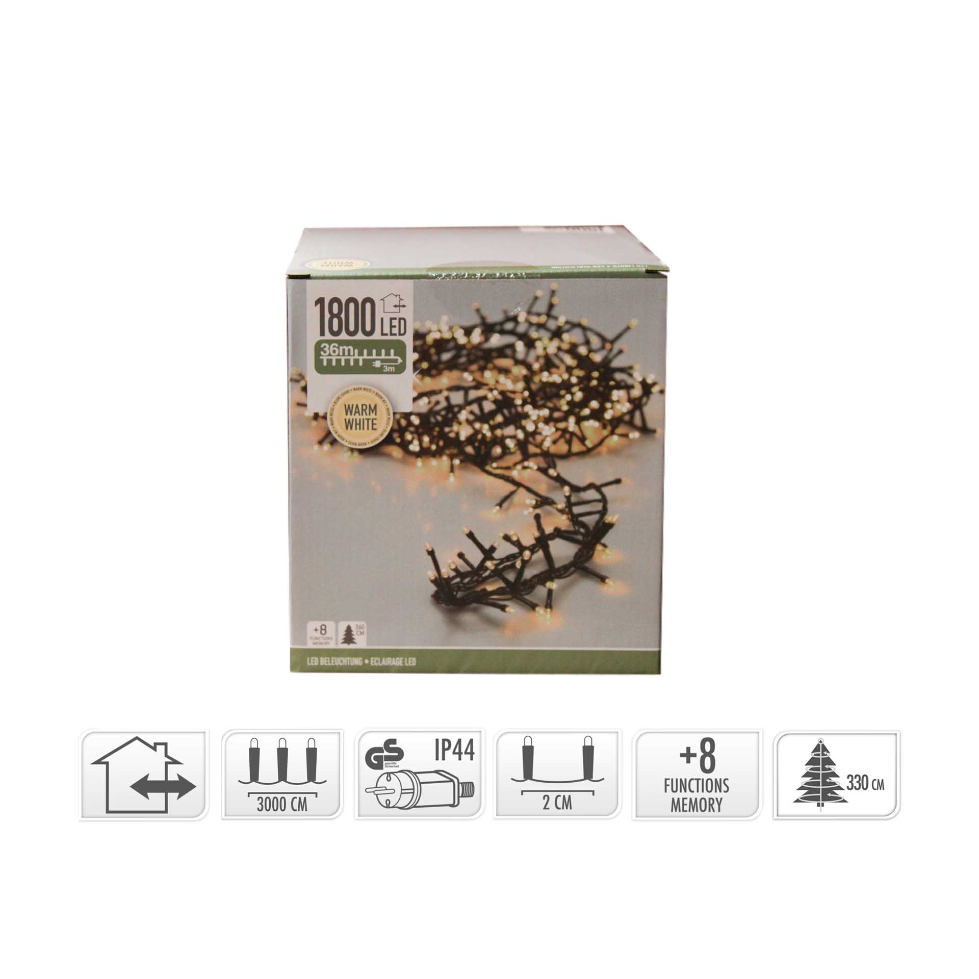 Grinalda 1800 Leds Luz Multicor 36M
