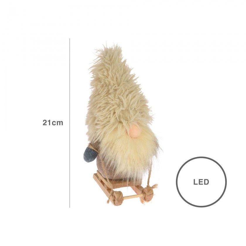 Figura Gnomo Led Bege 21CM