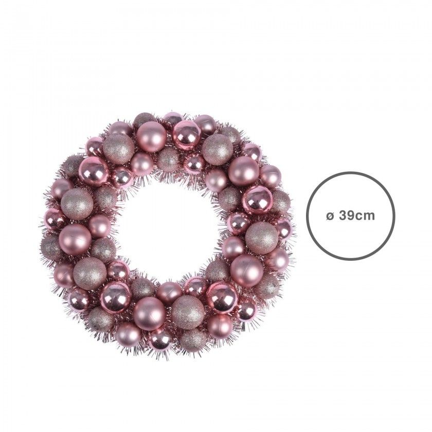 Coroa Natal Rosa 39CM Coroa Natal Rosa 39CM