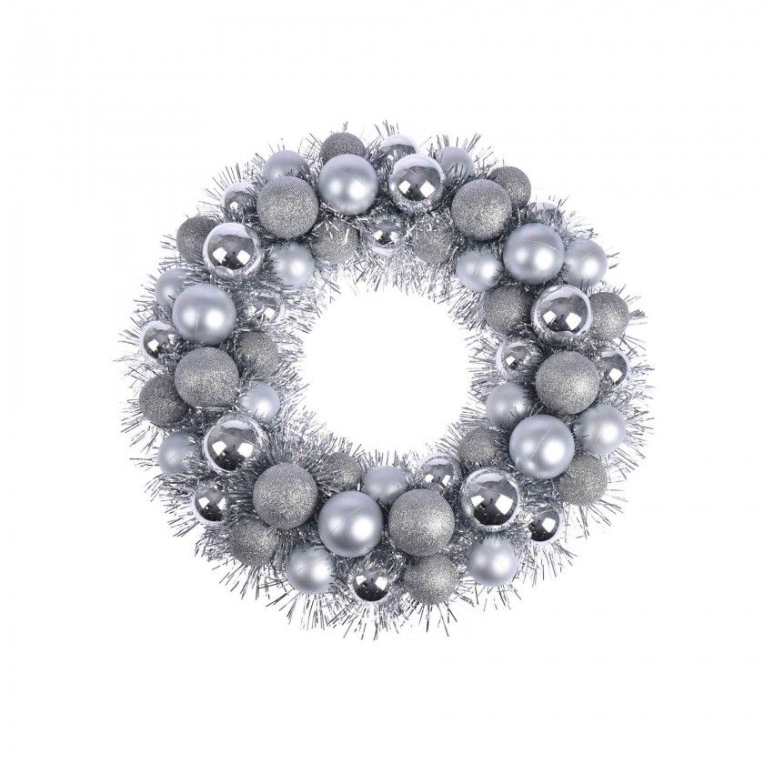 Coroa Natal Prateada 39CM Coroa Natal Prateada 39CM
