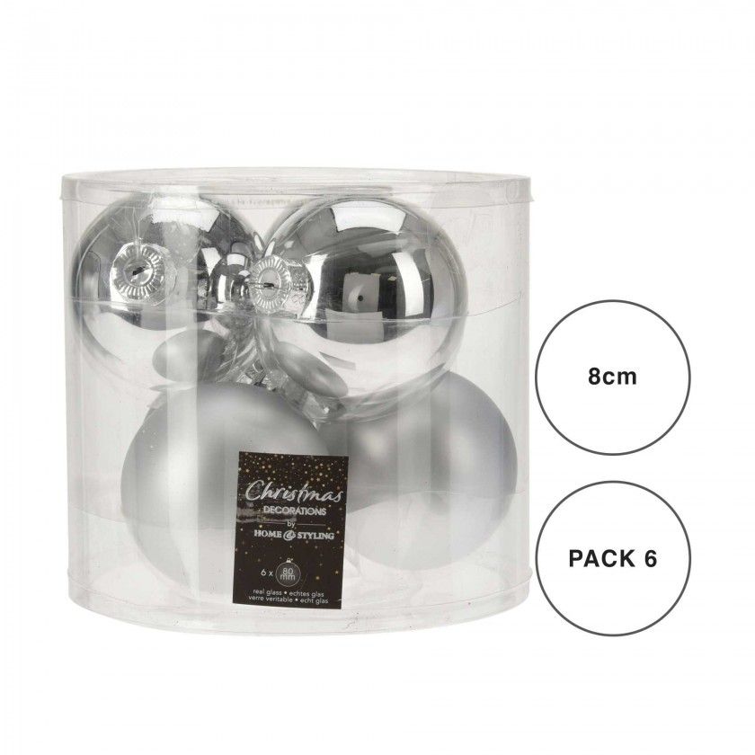 Bola Natal Prateada 8CM Pack 6
