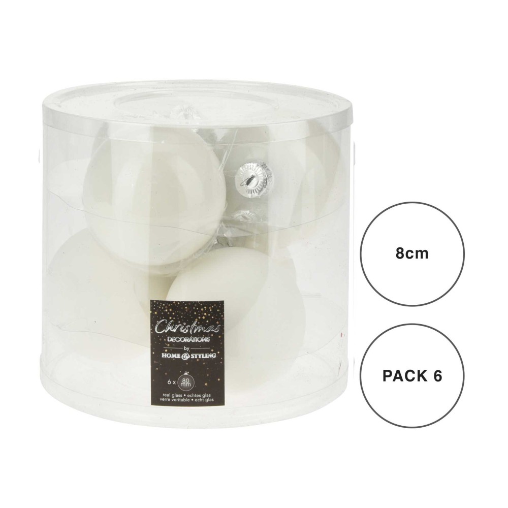 Bola Natal Branca 8CM Pack 6