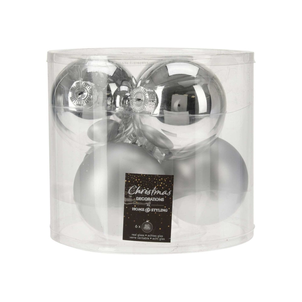 Bola Natal Prateada 8CM Pack 6