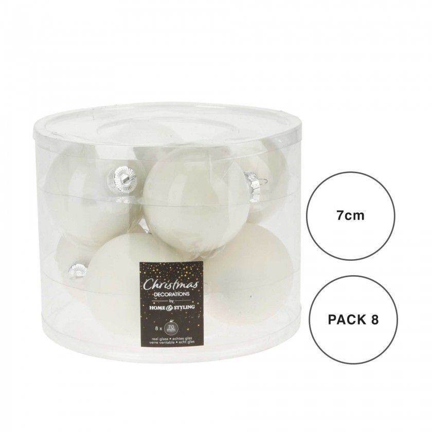 Bola Natal Branca 7CM Pack 8 Bola Natal Branca 7CM Pack 8