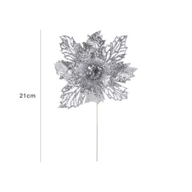 Flor Natal Prateada 21CM