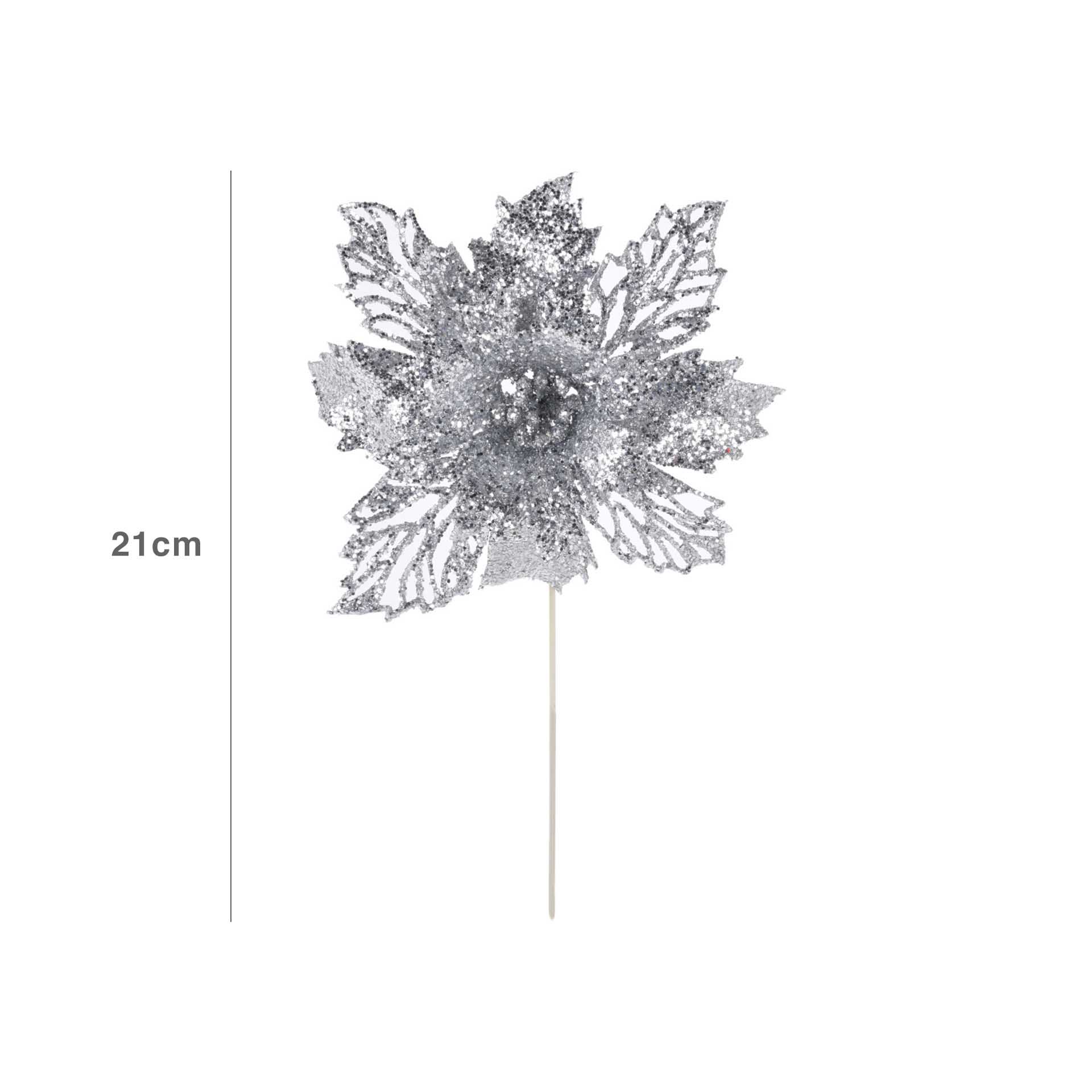Flor Natal Prateada 21CM
