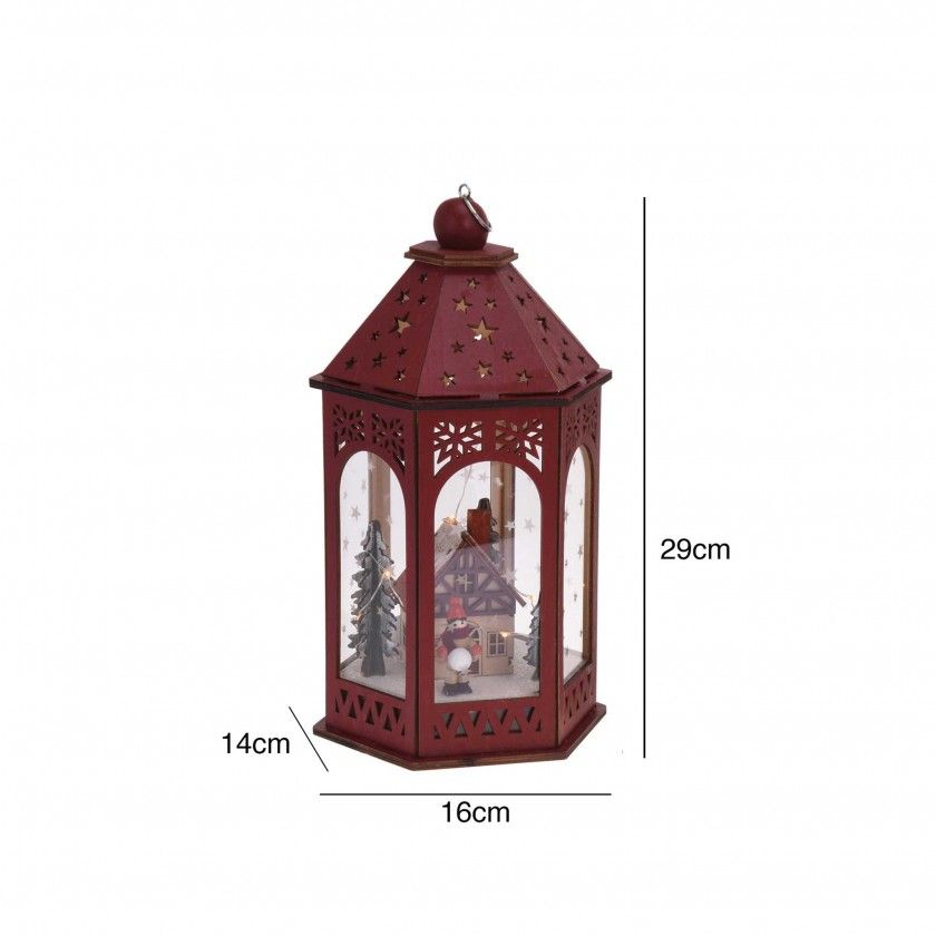 Lanterna Cena de Natal Vermelho 16X14X29CM Lanterna Cena de Natal Vermelho 16X14X29CM