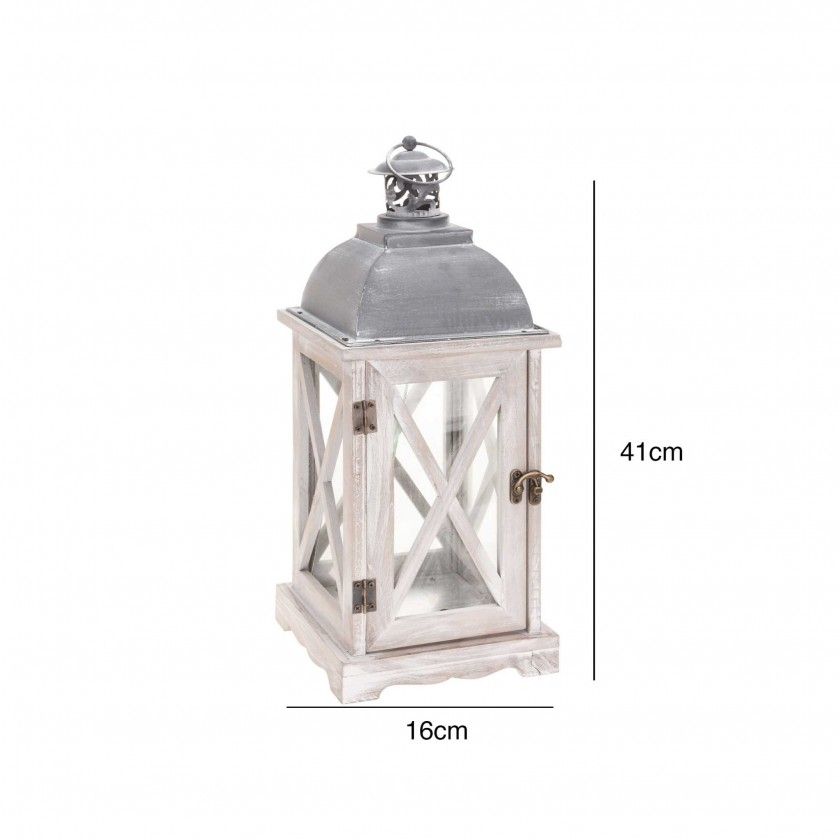Lanterna Porta Velas Branco 41X16CM