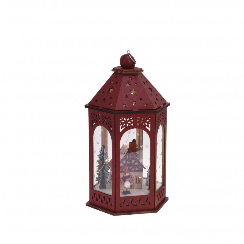 Lanterna Cena de Natal Vermelho 16X14X29CM Lanterna Cena de Natal Vermelho 16X14X29CM