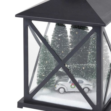 Lanterna Natal Com Led Preto 38CM