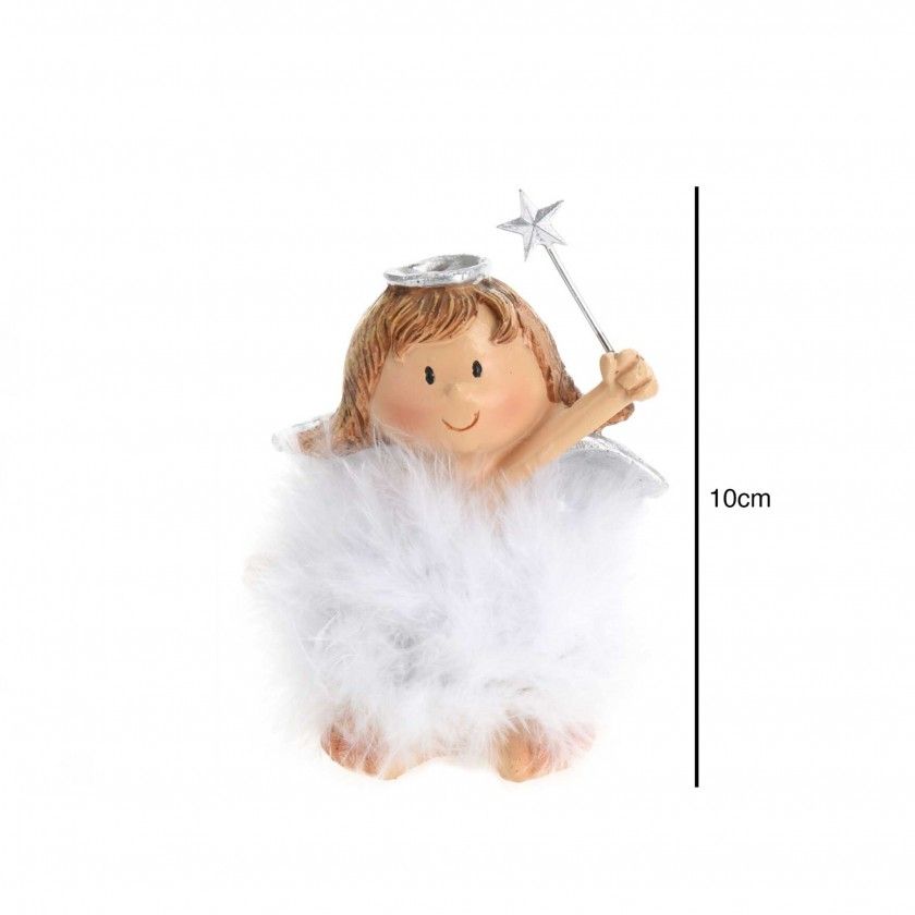 Anjo Decorativo Com Plumas Branco 10CM Anjo Decorativo Com Plumas Branco 10CM