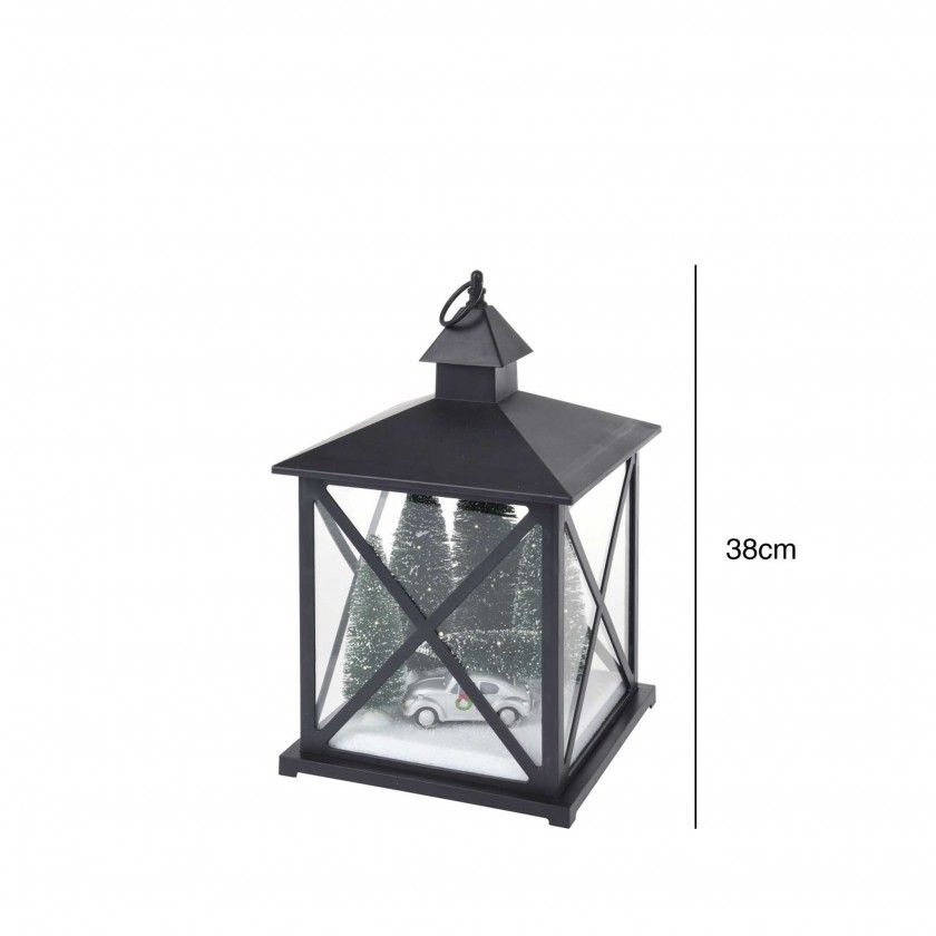 Lanterna Natal Com Led Preto 38CM Lanterna Natal Com Led Preto 38CM