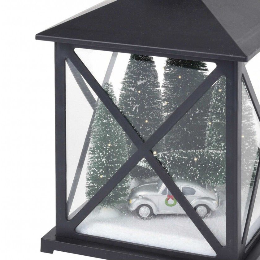 Lanterna Natal Com Led Preto 38CM Lanterna Natal Com Led Preto 38CM