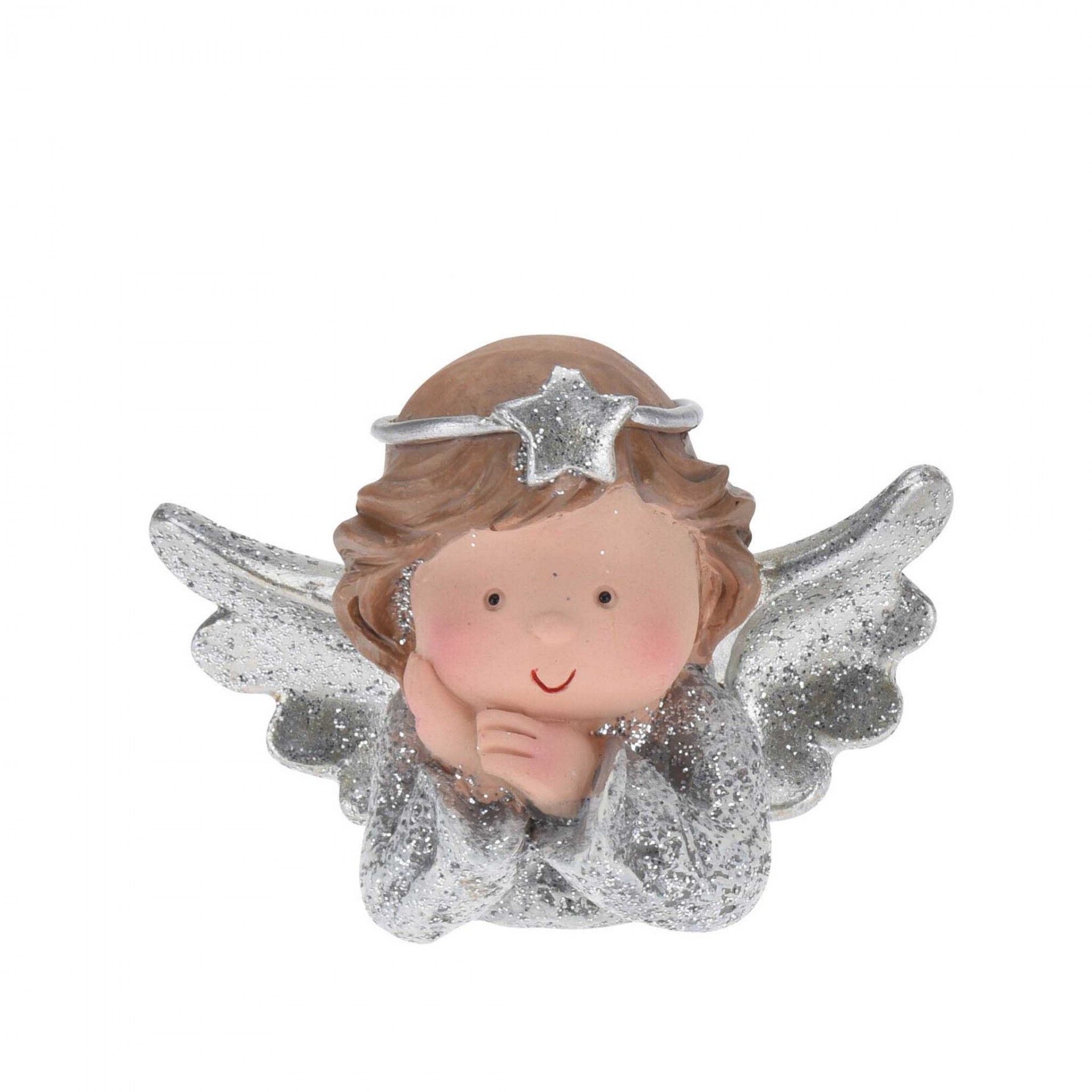 Anjo Decorativo Resina Prateado 6CM