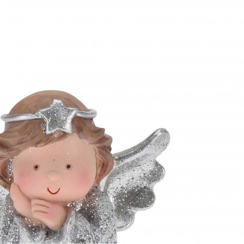 Anjo Decorativo Resina Prateado 6CM