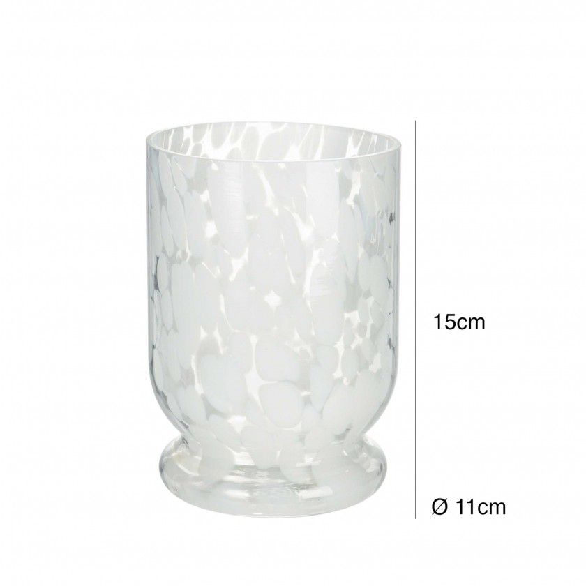 Porta Velas Vidro Branco Ø 11X15CM Porta Velas Vidro Branco Ø 11X15CM