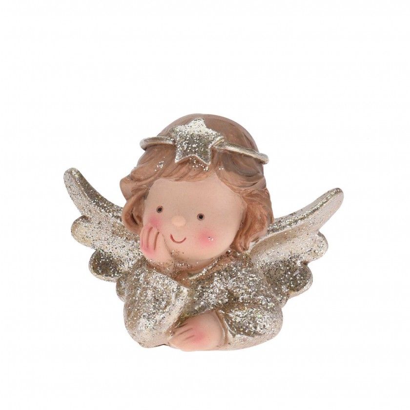 Anjo Decorativo Resina Dourado 8x6CM