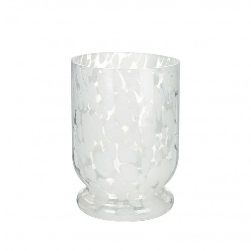 Porta Velas Vidro Branco Ø 11X15CM Porta Velas Vidro Branco Ø 11X15CM