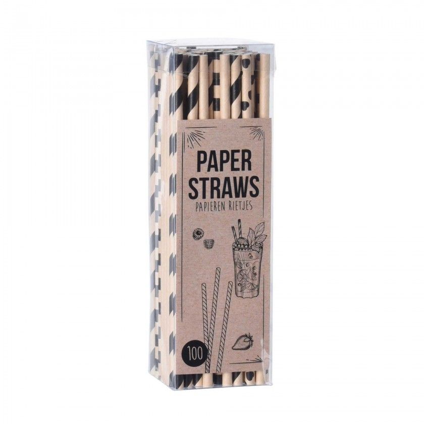 Caixa 100 Palhinhas De Papel 19CM