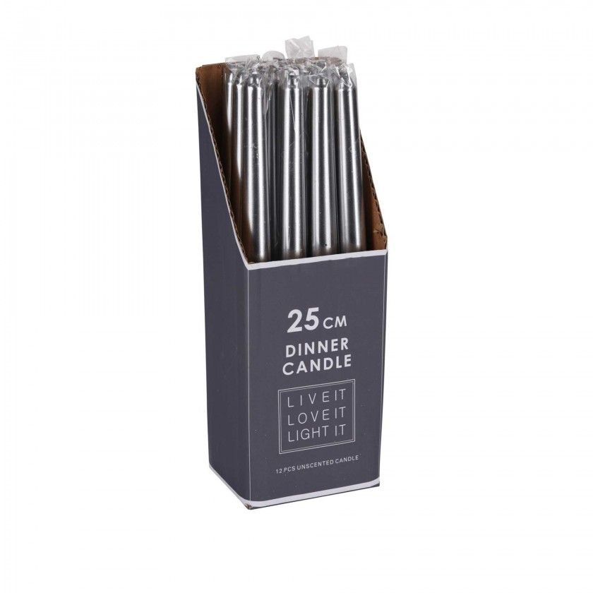 Vela Larga Prateada 25CM