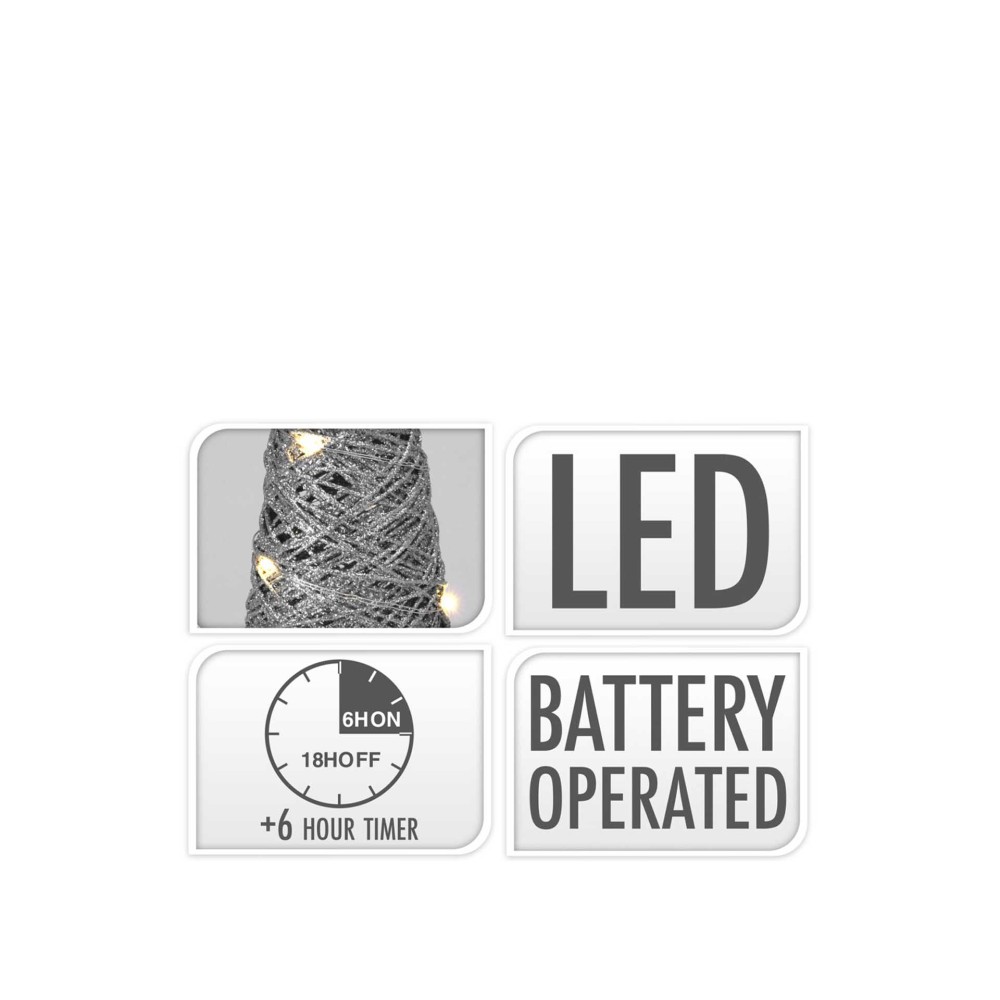 Cone Natal Led Prateado 80CM